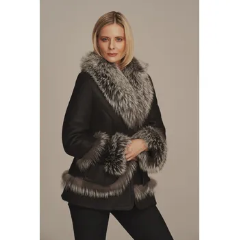 Dámský kožich Dámská zimní bunda s pravou kožešinou - Kožich dámský (XXXL - 48)