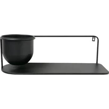 Příbor Boltze Kovová police s obalem na květináč PLUTO, 55 x 18 cm, černá barva