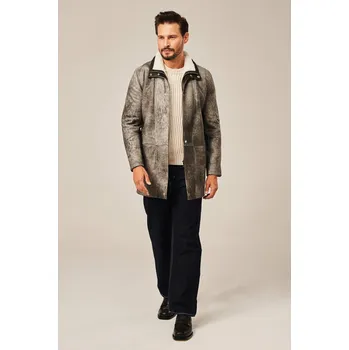 Pánský zimní kabát Pánský zimní kožich v odstínech šedé (XL - 56)