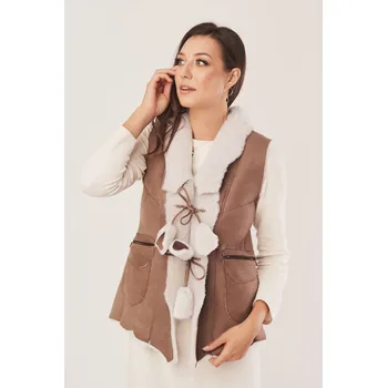 Dámská vesta Dámská elegantní kožešinová vesta z ovčí kůže (XL - 44)