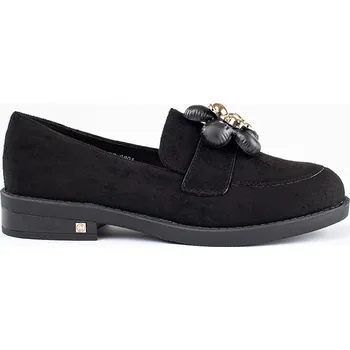 Dámské mokasíny Černé dámské semišové mokasíny s medvídkem GD-XR-389A-B Velikost: 36