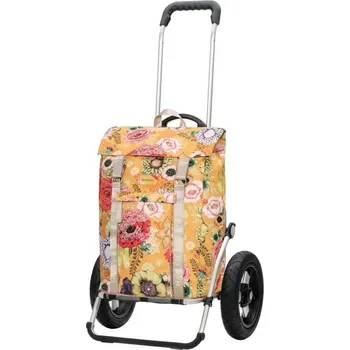 Nákupní taška Taška na kolečkách Andersen Royal Shopper Basil Bloom žlutá, kolečka nafukovací 29cm