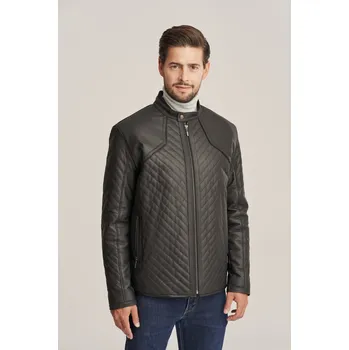 Pánská casual bunda Pánská černá elegatní kožená bunda (M - 48)