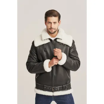 Pánská casual bunda Letecká bunda s kožíškem - Zimní pilotní bunda (M - 50)