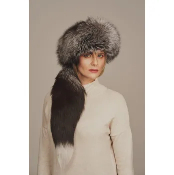 Čepice Kožešinová čepice z lišky s ohonem (XL - 42)