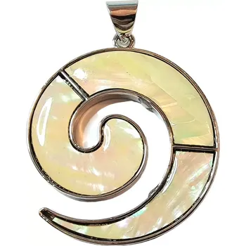 Přívěsek Spirála velká s bílou perletí 4,5 cm