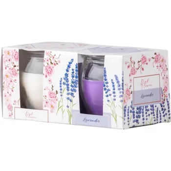 Emocio vonná svíčka ve skle Pink Flower & Lavender 2 ks v krabičce 65x63mm