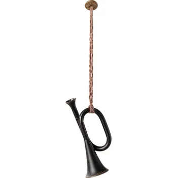 Vánoční ozdoba MAILEG Kovová ozdoba v krabičce Trumpeta - Antracite S24