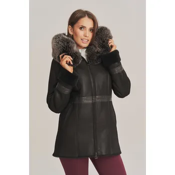 Dámský kabát Dámský kožich v sytě černé barvě (XXXXL - 50)