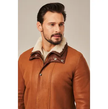 Pánský zimní kabát Pánský dlouhý zimní kabát z ovčí kůže (XXL - 60)