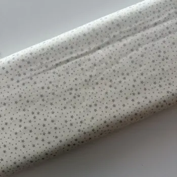 Vánoční plátno Malé stříbrné hvězdičky na smetanové (E) (100% prémiové plátno)