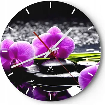 Hodiny Velké nástěnné hodiny 40x40 Květiny Skleněné hodiny Kulatý Tiché