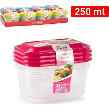 Dóza na potraviny PlasticForte Dóza na potraviny 250ml 11,5x8x8,5cm, 3ks, mix barev
