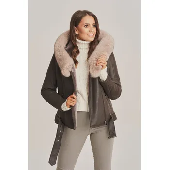Dámský kožich Dámský kožich krátký s kapucí (XXL - 46)