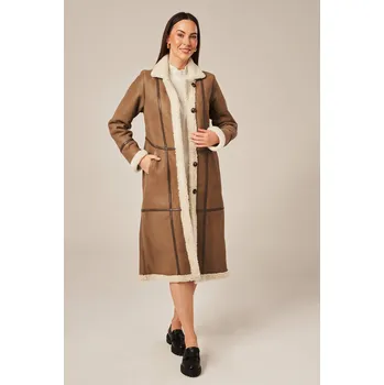 Dámský kabát Dámský kožich - světlo hnědá jehněčí kůže (L - 40)