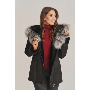 Dámský kožich Dámský krátký kožich s kapucí (XXXXL - 50)