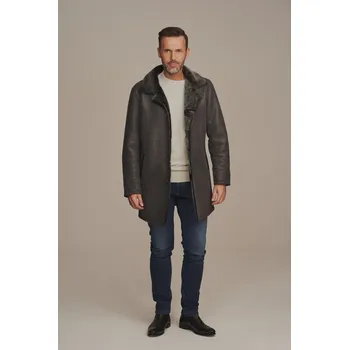 Pánský zimní kabát Pánský zimní zateplený kožený kabát z ovčí kůže (L - 52)