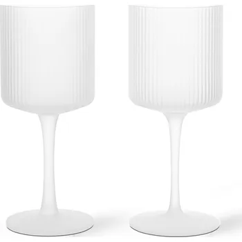 Sklenice Ferm Living Sklenice na bílé víno Ripple Frosted – set 2 ks