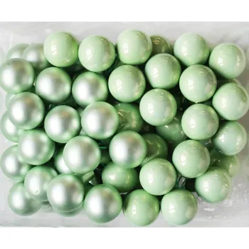 Vánoční ozdoba Baňky na drátku mátové 15mm - matné