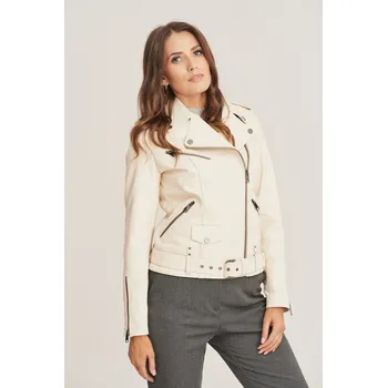 Dámská casual bunda Dámská kožená bunda v odstínu béžové (S - 36)