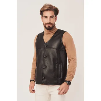 Pánská vesta Pánská vesta z ovčí kůže - černá (XL - 58)