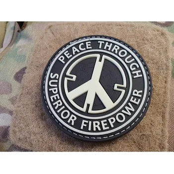Nášivka ArmyČastolovice.cz Nášivka PEACE THROUGH SUPERIOR FIREPOWER plast velcro GLOW IN THE DARK