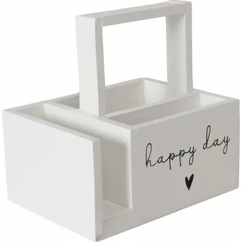 Příbor Boltze Dřevěný kuchyňský organizér, bílá, 20 x 20 cm