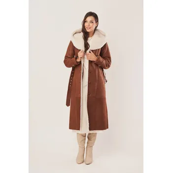 Dámský kabát Dámský dlouhý zimní kabát s kapucí - dámský dubeňák (XL - 42)