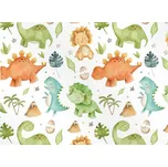 Balící papír dárkový Lux, D074, 100x70cm, dinosauři a palmy