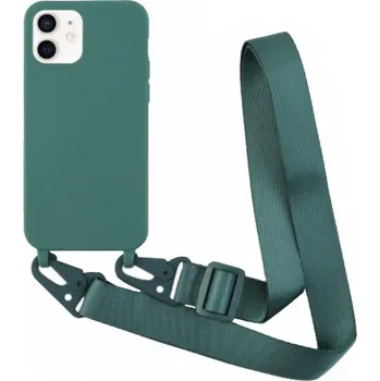 Matný kryt s nastavitelným popruhem pro iPhone 12 / 12 Pro - petrolejový