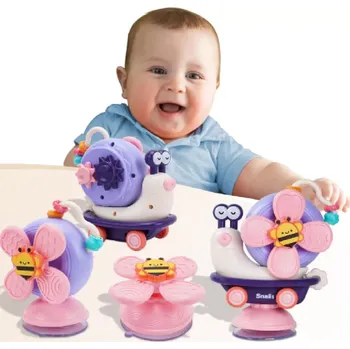 Senzorická hračka chrastítko s přísavkou - VĚTRNÝ ŠNEK - FIALOVÝ (Značka: LOYZICO)