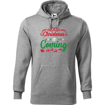 Pánská mikina DOBRÝ TRIKO Pánská mikina s potiskem Christmas coming Velikost pánské mikiny: 5XL, Barva: Tmavě šedý melír