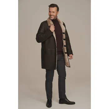 Pánský zimní kabát Pánský zimní kabát - Klasický hnědý pánský kožich (L - 54)