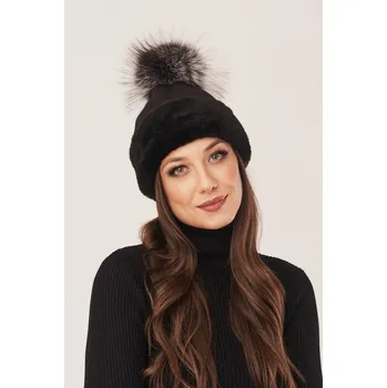 Čepice Dámská zimní čepice s bambulí (M - 38)