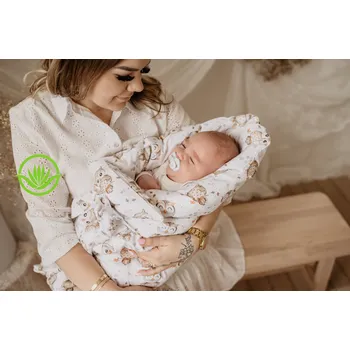 Zavinovačka MIMOUŠEK Péřová zavinovačka Aloe Vera sovičky Velikost zavinovačky: 80x80 cm, Varianta péřové zavinovačky: péřová výplň + povlak zavazování páskem