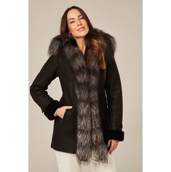 Dámský kabát Kožich dámský přírodní s kapucí (M - 38)