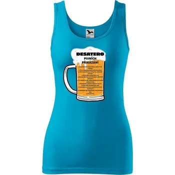 DOBRÝ TRIKO Dámské tílko s potiskem Pivní desatero Velikost: 2XL, Barva: Tyrkysová