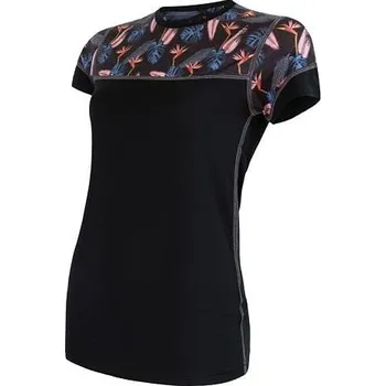 Dámské tričko Sensor Merino Impress - Dámské triko s krátkým rukávem Black / Floral L
