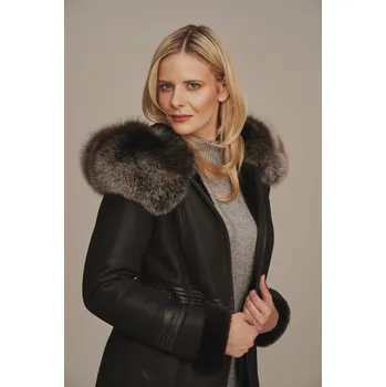 Dámský kabát Dámský kožich - Zimní zateplený kožený kabát (XXL - 46)