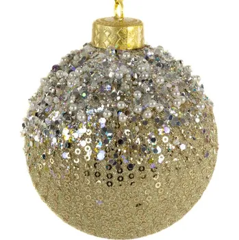 Vánoční dekorace ArtFir Vánoční dekorace KOULE 49B | zlatá/bílá 10 cm