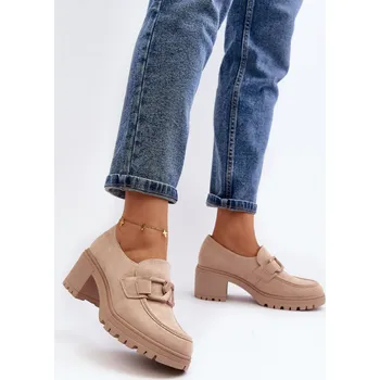 Dámské polobotky Semišové robustní mokasíny Finley Barva: Béžová, Velikost: 40