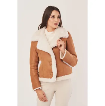 Dámský kabát Dámský zimní krátký kabát - Dámsky kožich (XL - 42)