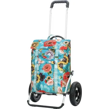 Taška na kolečkách Andersen Royal Shopper Basil Bloom modrá, nafukovací kolečka