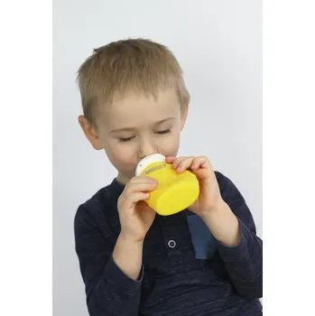 dětská jídelní sada DOMKY Plnitelná silikonová kapsička žlutá 180 ml