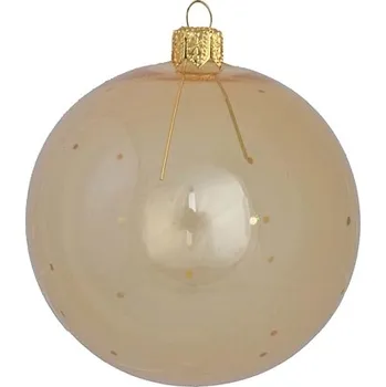 Skleněná ozdoba v medové barvě s dekorem jemných teček