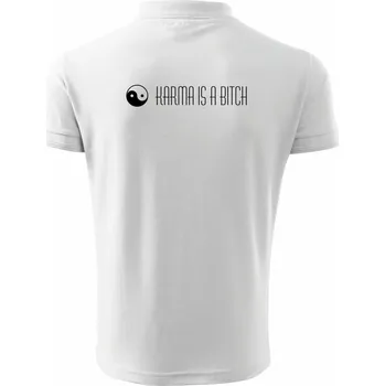 Pánská košile Karma nápis dlouhý - Polokošile pánská Pique Polo 203 - 5XL ( Bílá )