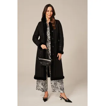 Dámský kabát Dámský dlouhý černý kožich (L - 40)