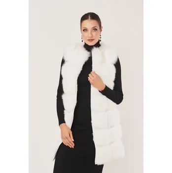 Dámská sněhobílá kožešinová vesta (XXXXL - 50)