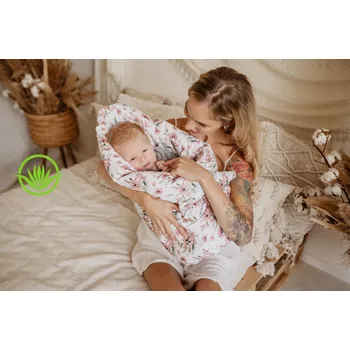 Zavinovačka MIMOUŠEK Péřová zavinovačka Aloe Vera lilie-růže Velikost zavinovačky: 80x80 cm, Varianta péřové zavinovačky: péřová výplň + povlak zavazování páskem