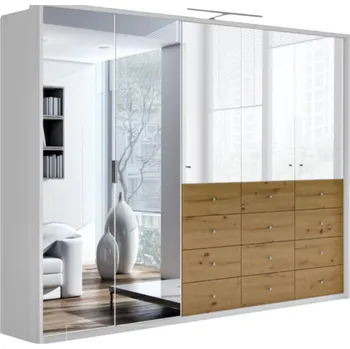 Šatní skříň STO BOLIWIA 255 cm Bílá/Dub Artisan